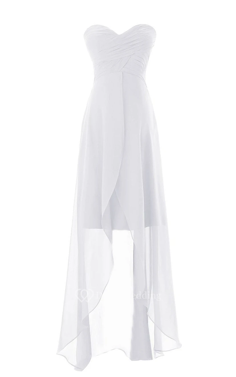Sweetheart Asymmetrical High-low Layered Chiffon Dress