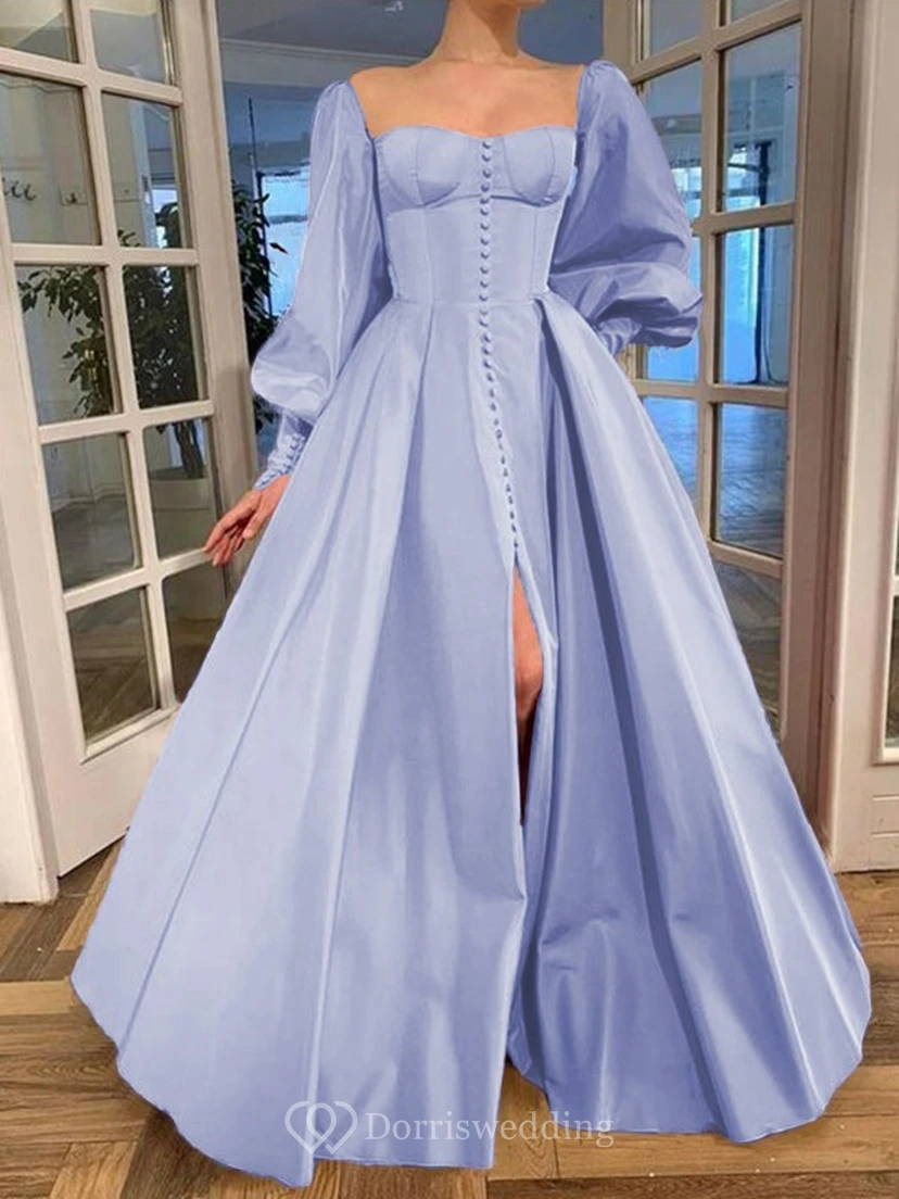 Elegantes Kleid im Vintage-Stil mit langen Puffärmeln, Empire-Stil und Schlitz vorne view 24