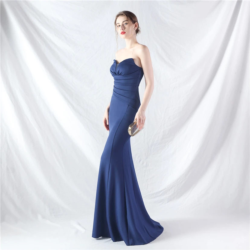 Craft Dress Sexy Off-Shoulder Wrapped Chest Satin Evening Dress view 13