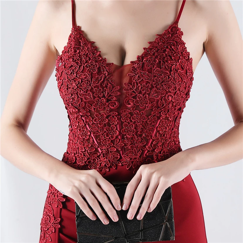 Heavy Hot Diamonds And Flower-Set Waisted Fishbone Satin Evening Dress Annual Meeting Wedding view 35