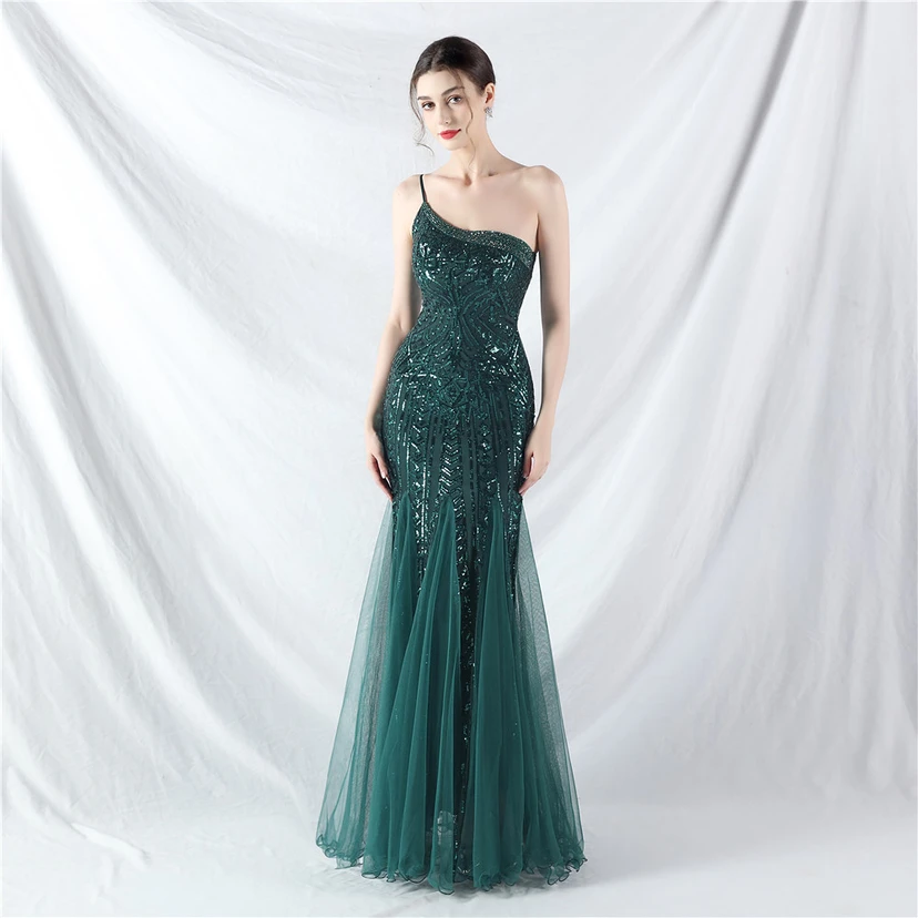 Crafted Beaded Positioning Flower Beads Splicing Mesh Gauze High-End Evening Dress video preview
