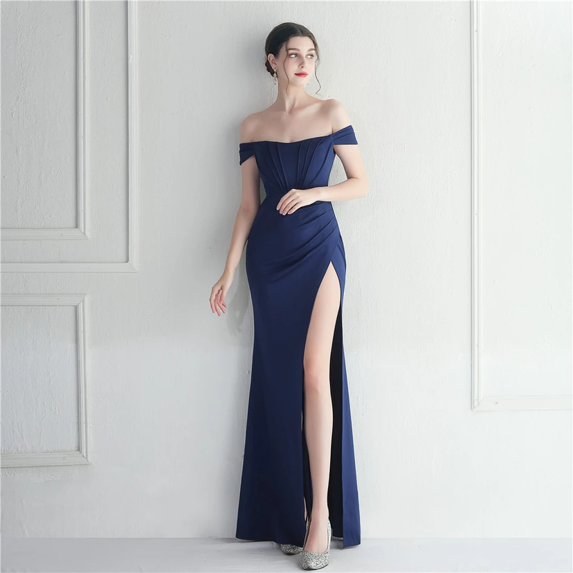 Cross-Border Supply schulterfreies, einseitig schulterfreies Kleid mit Schlitz für Nachtclub, Hochzeit oder Abendessen view 10