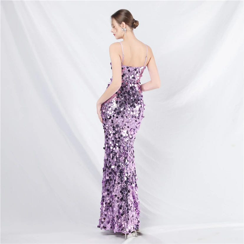 Robe de soirée longue à bretelles haut de gamme view 46