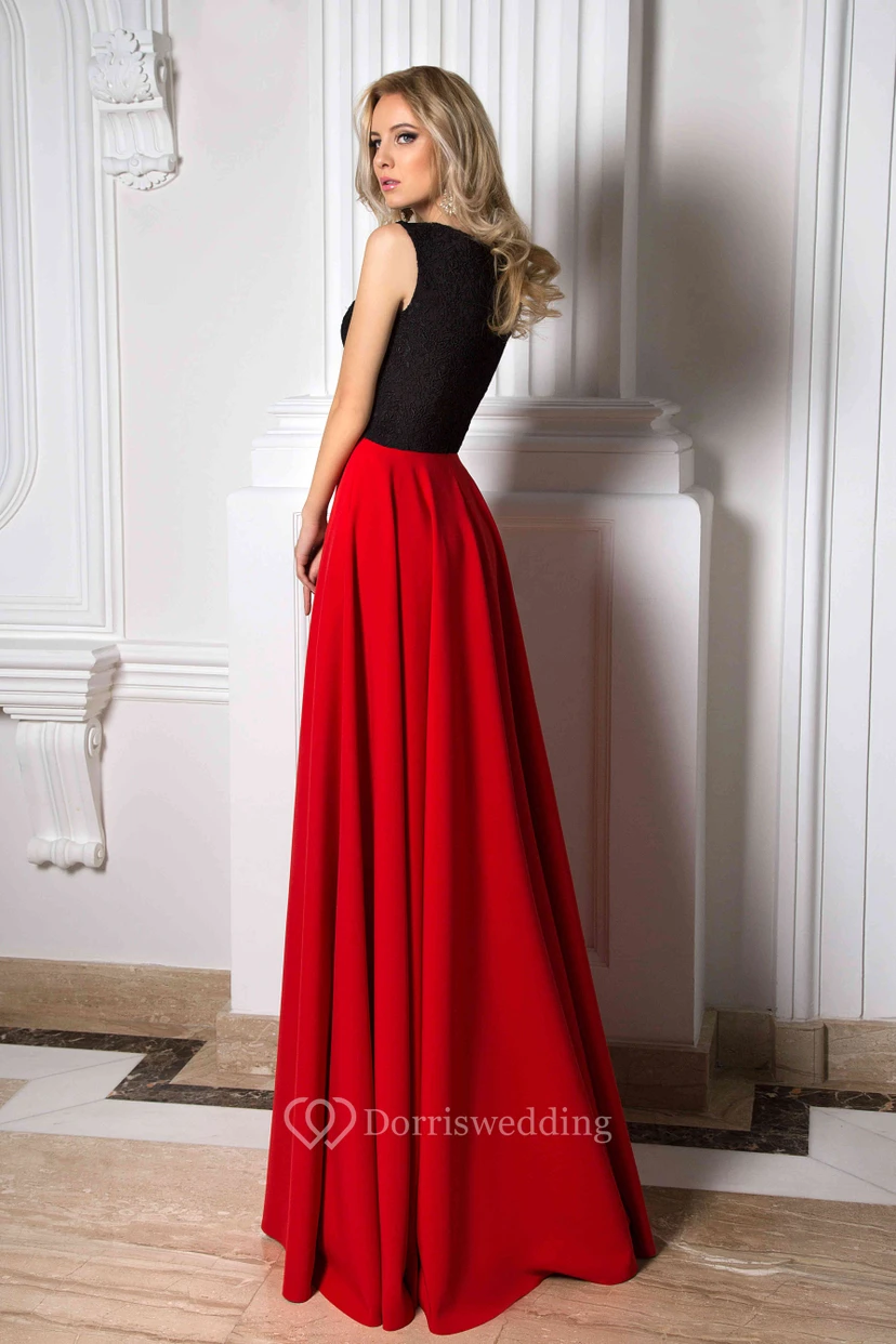 V-Neck Long Sleeveless Pleated Chiffon Prom Dress view 2