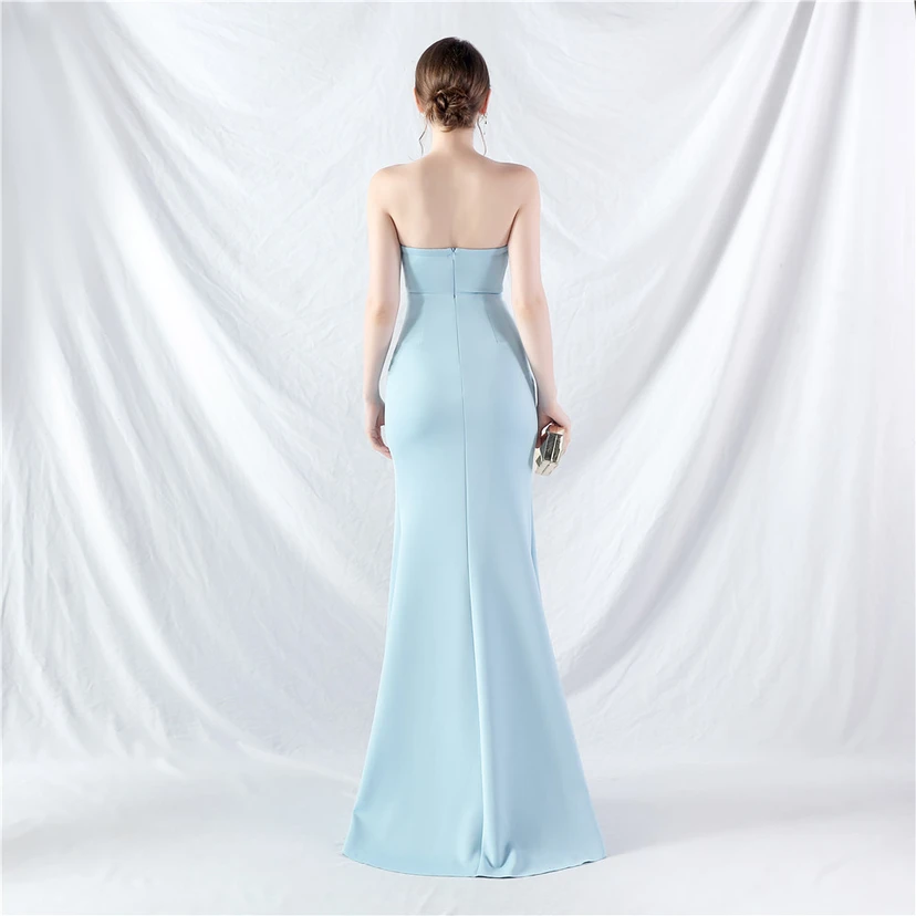 Vestido de noche de satén de alta gama con cola vertical pequeña y chaleco de espina de pescado de estilo palacio, de gran resistencia y cintura ajustada. view 60