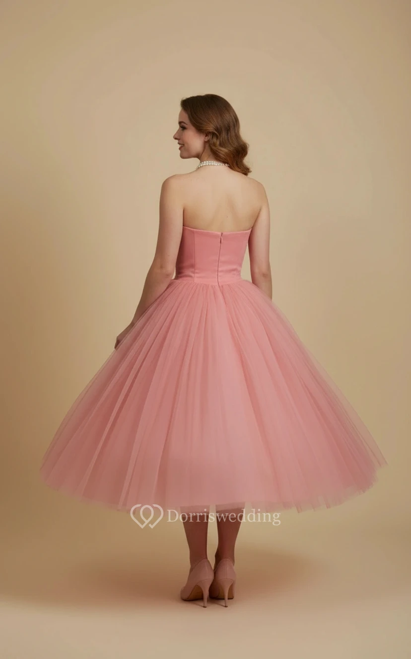 Classic Strapless Tulle Evening Gown view 2