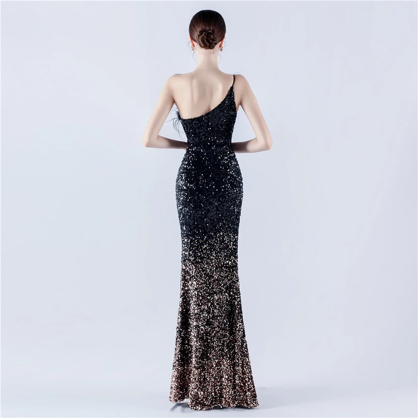 Robe de soirée en satin à baleines ornée de diamants et de fleurs, taille haute, pour réunion annuelle et mariage view 52