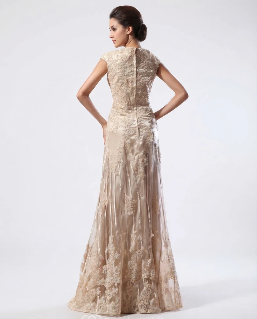 High-Neck Column Maxi with Lace Appliques view 2