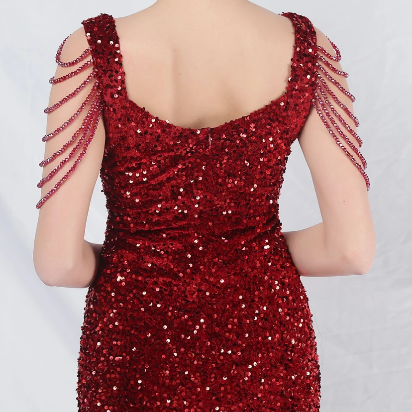 Ladies And Celebrities Formal Occasions Velvet-Bottomed Hand-Beaded Long Evening Dress view 43