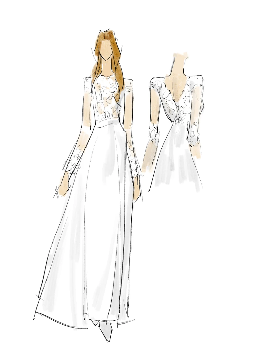 Robe de mariée bohème champêtre | Robe de mariée vintage modeste à manches longues style western pour une fugue amoureuse view 4