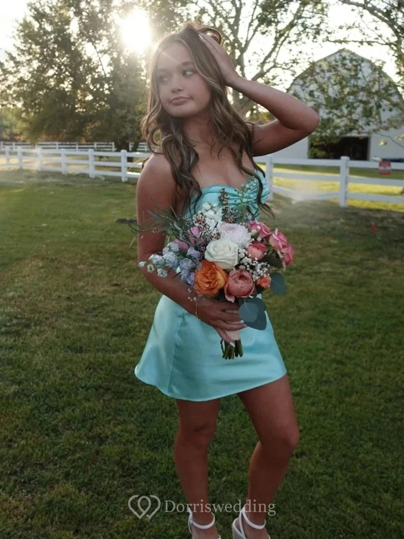 Mint Green Strapless Twist Front Dress view 5