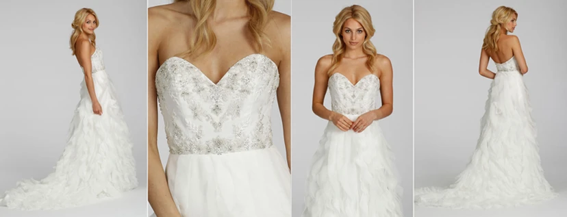Unique Sweetheart Ruffled Dress With Embroidered Bodice view 2