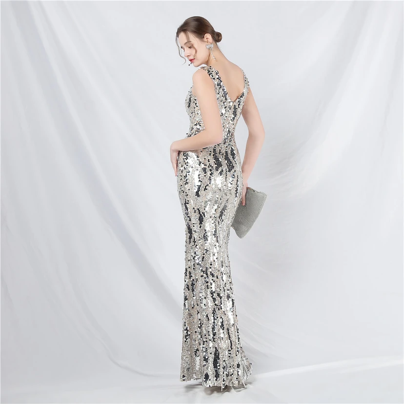 Robe de soirée longue à sequins irisés, nouvelle création view 22