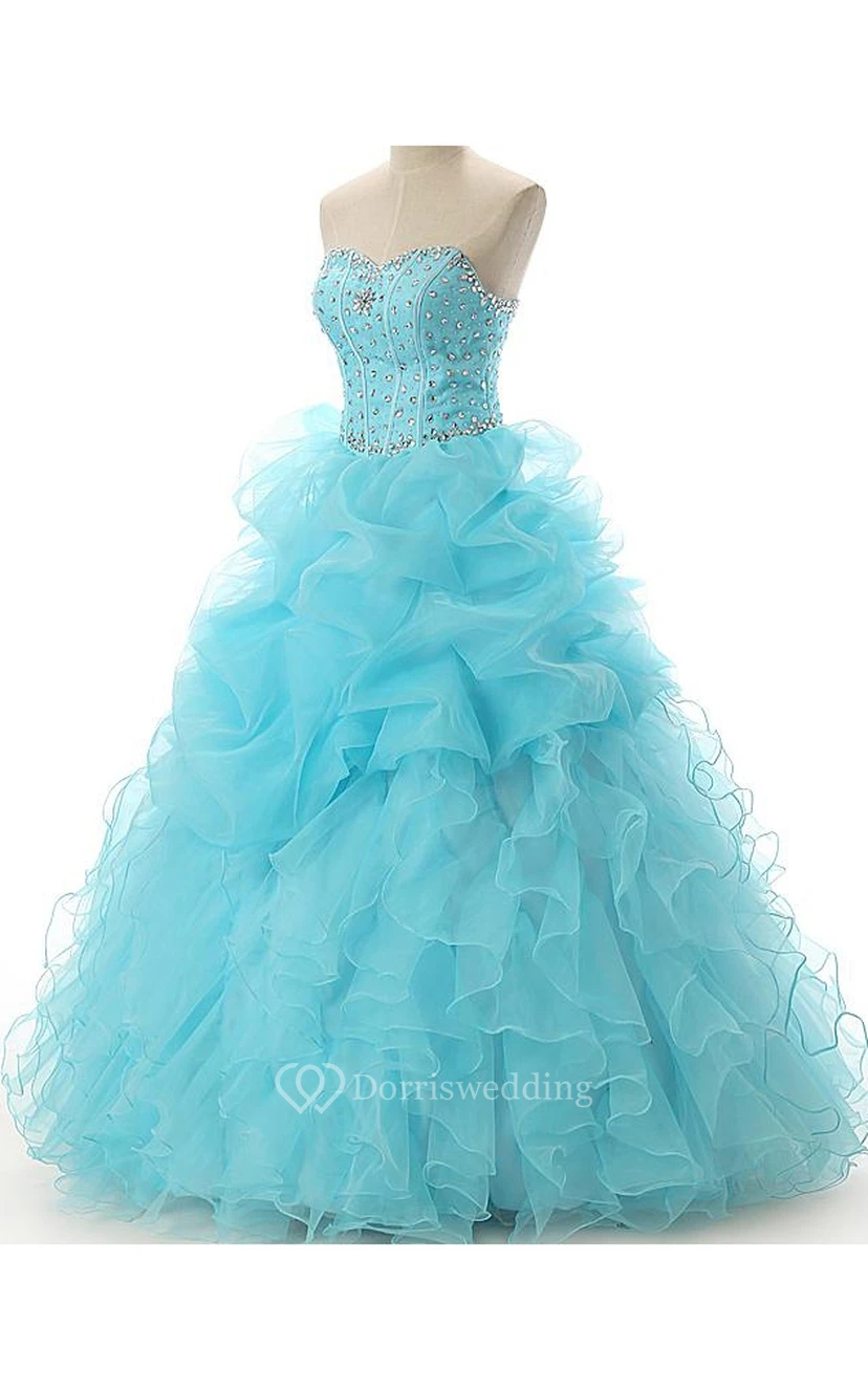 Ball Gown Maxi Off-The-Shoulder Sweetheart Beading Lace-Up Back Lace Sequins Organza Satin Dress view 3