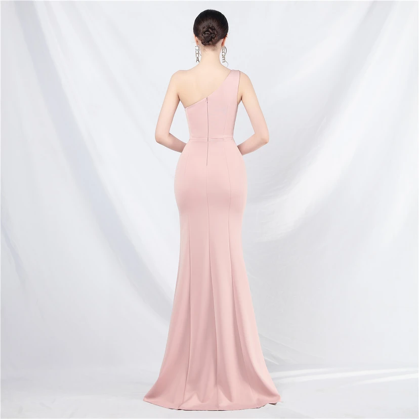 Unique Fashion Flower Design Simple And Elegant One-Shoulder Long Dress High-End Evening Dress view 6