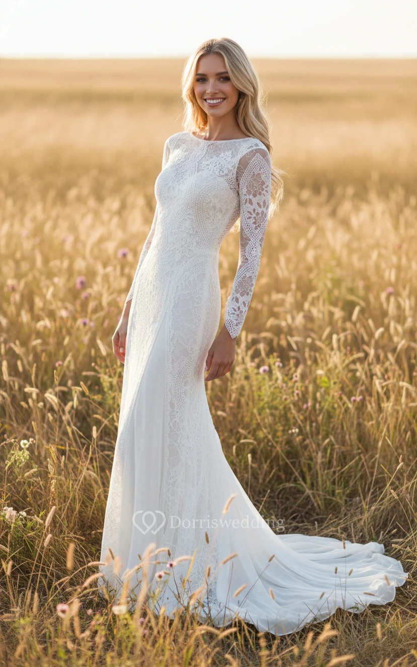 Vestido de encaje estilo boho para ceremonia civil view 3