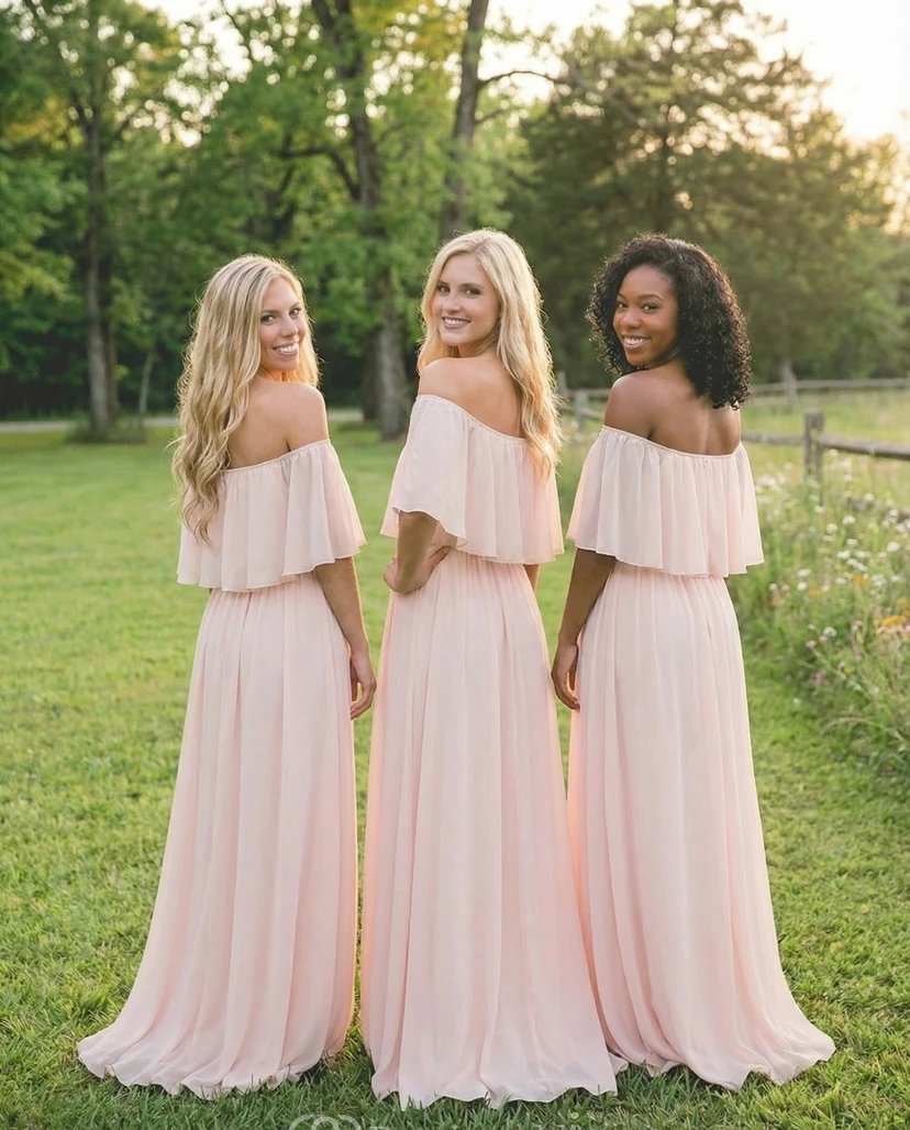 Ruched Off-the-Shoulder Chiffon Formal Gown view 2