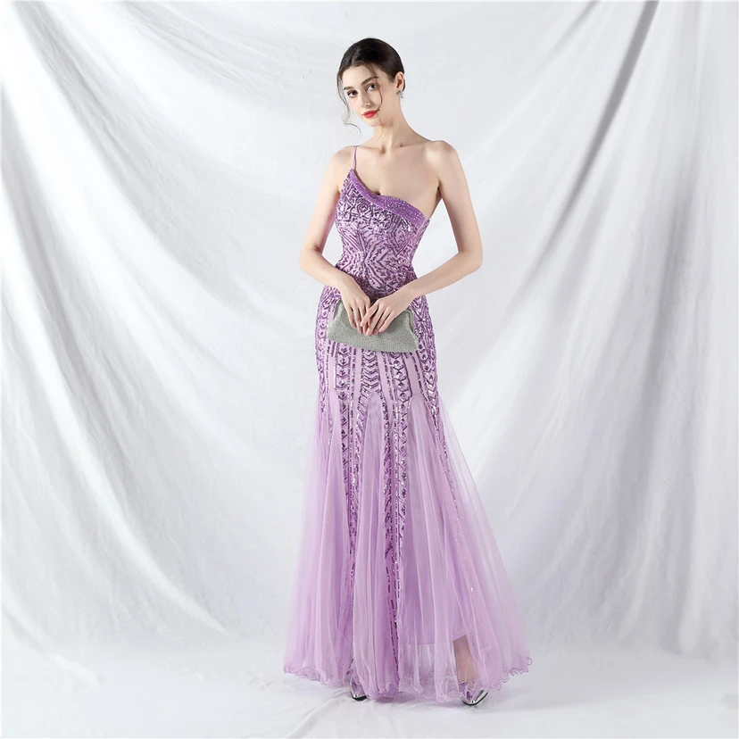 Crafted Beaded Positioning Flower Beads Splicing Mesh Gauze High-End Evening Dress view 15