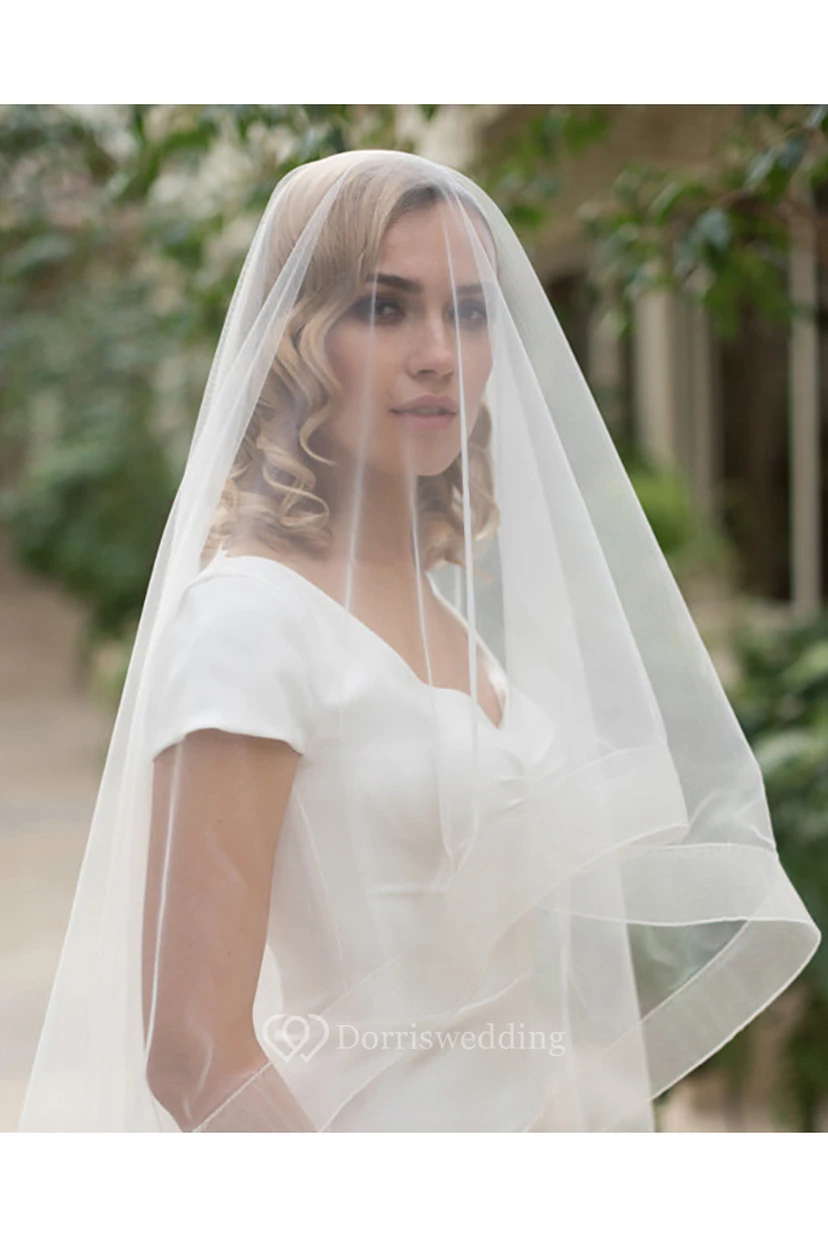 Simple Long Trailing Soft Tulle Wedding Veil view 2