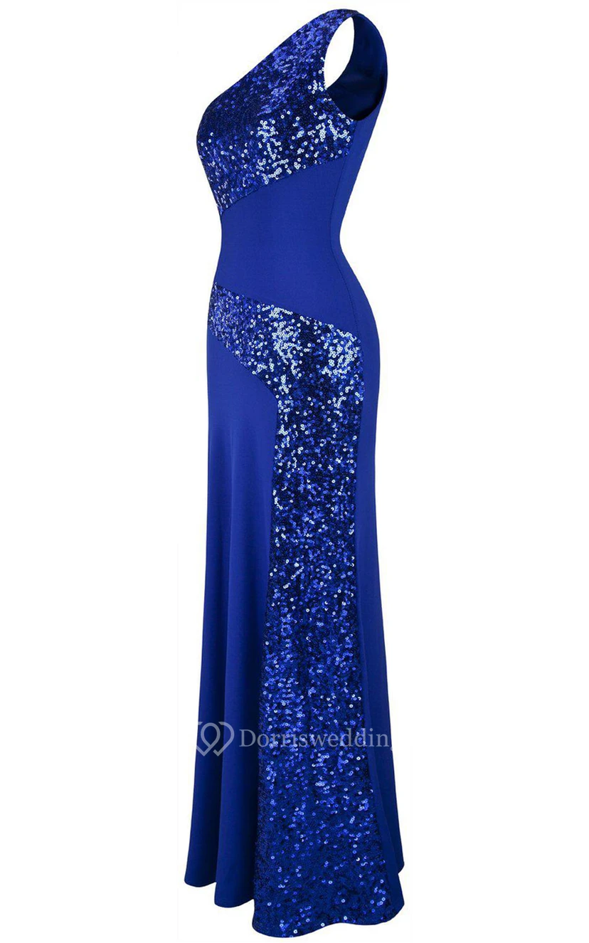 Stunning One-shoulder Chiffon Dress With Sequins view 2