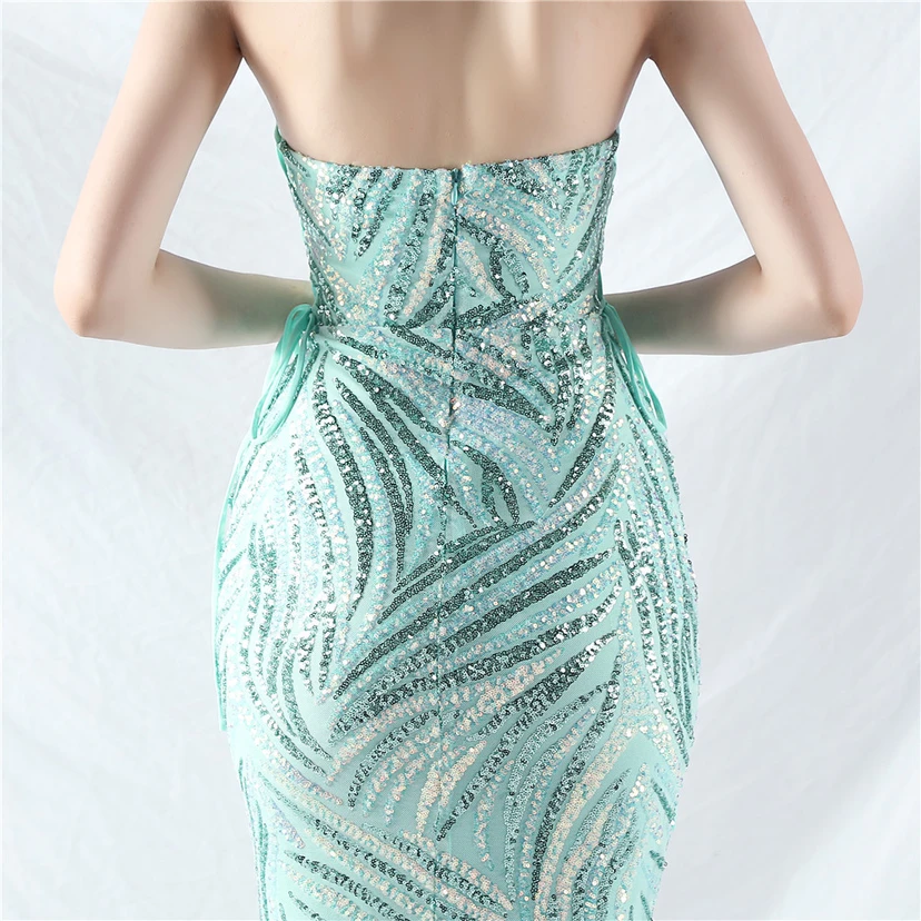 Vestido de noche con tirantes, top tipo tubo y lentejuelas apiladas encriptadas, con método de doble atado de cuerda. view 66