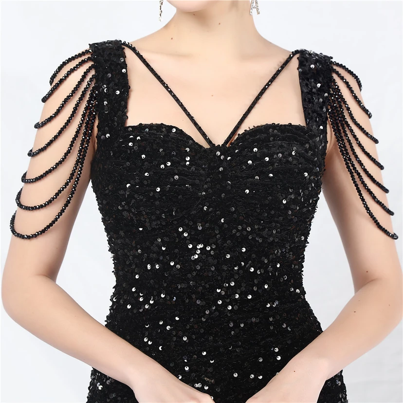 Velvet Handmade Sequined Heavy Craft Beaded Fantasy Sequined Short Skirt Evening Dress view 28