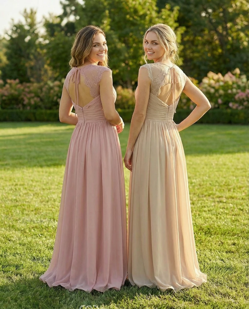 Mauve Feather Detail A-Line Bridesmaid Dress view 2