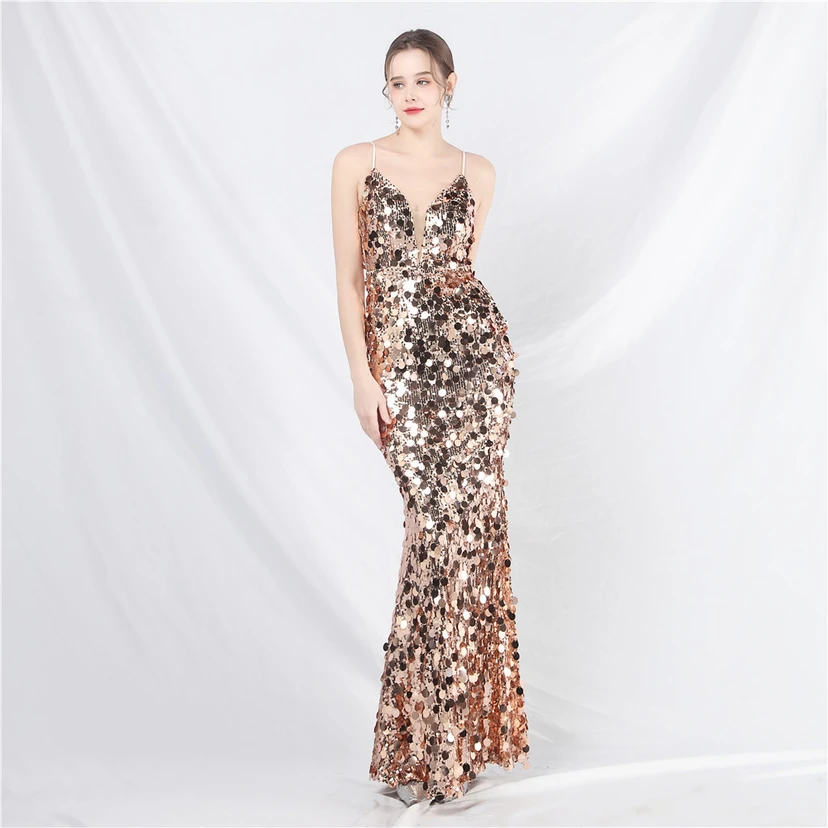 Robe de soirée longue à bretelles haut de gamme view 34