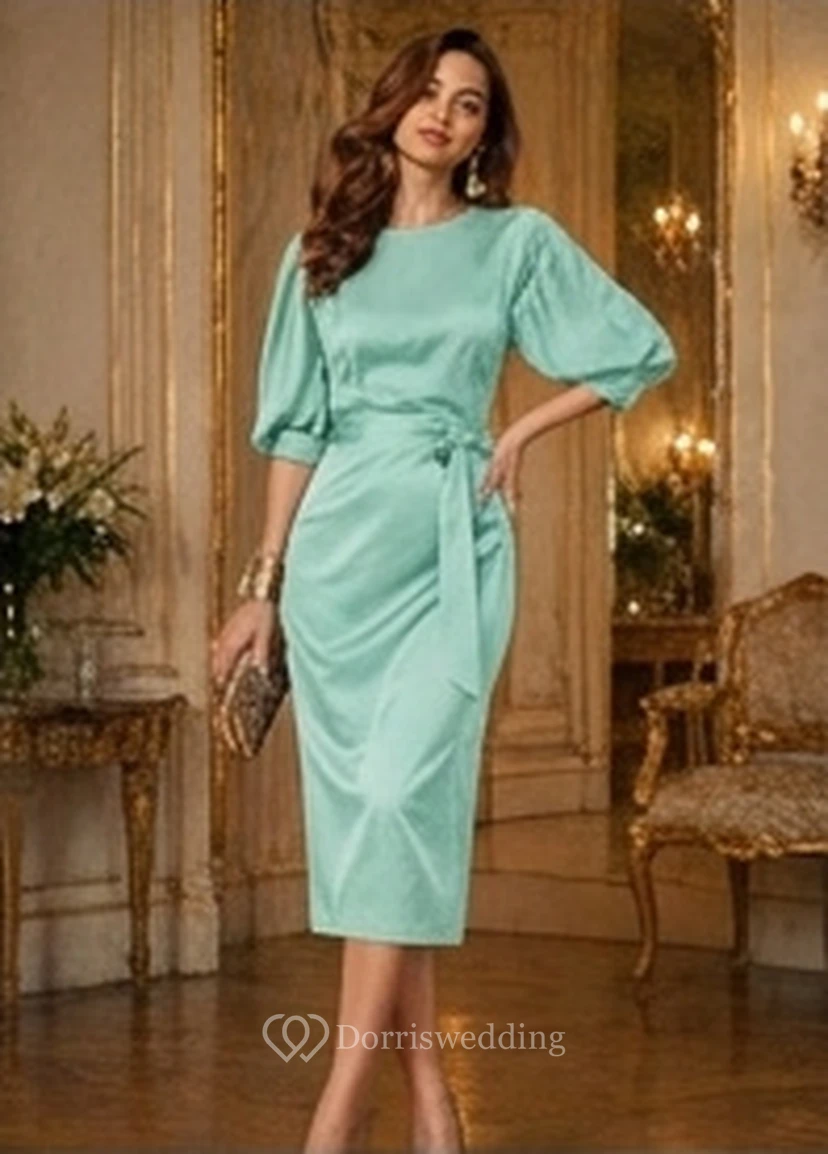 Navy Blue Formal Retro Knee-Length Pencil Wedding Guest Dress view 11