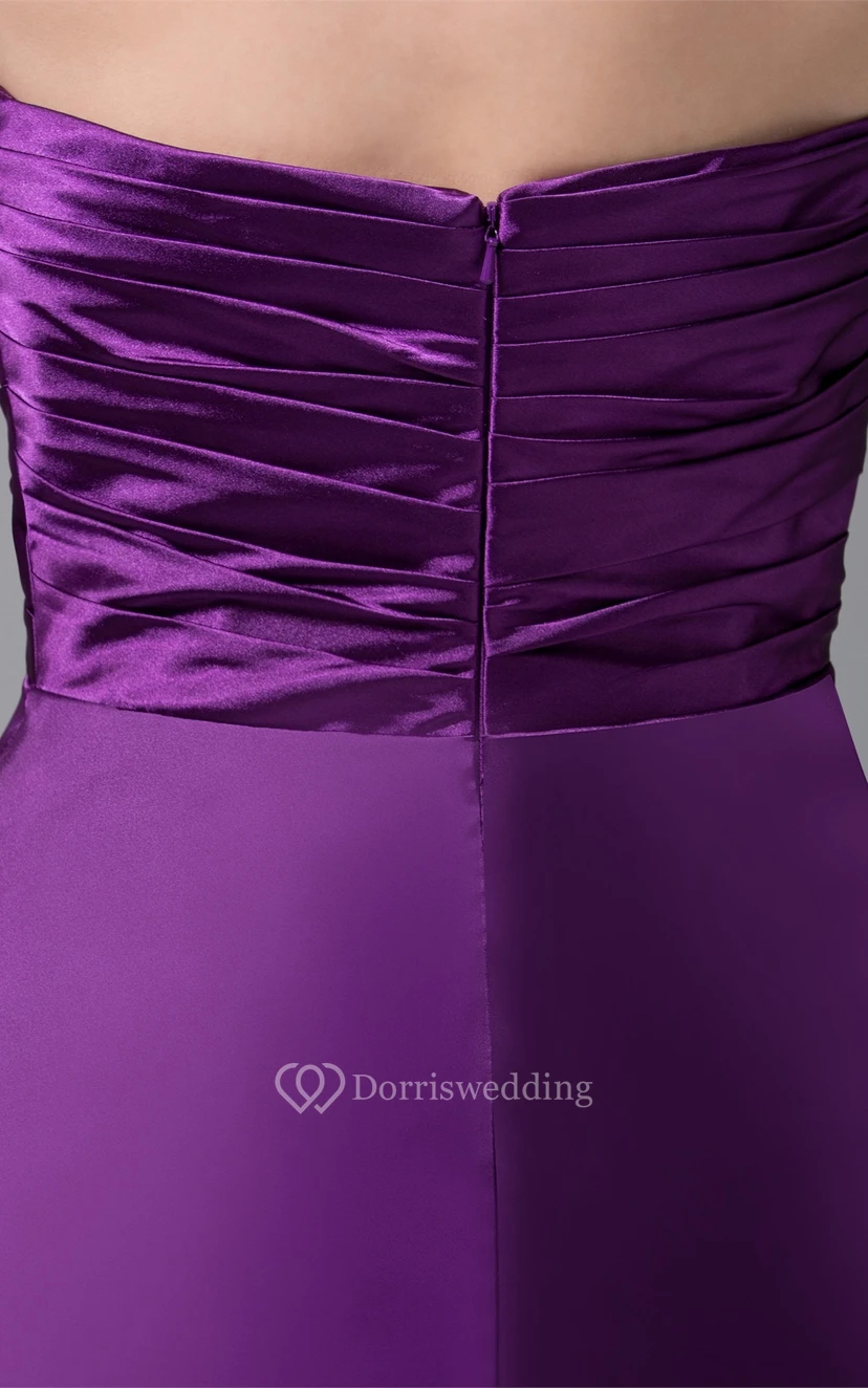 Sleeveless A-Line Mini Satin Dress With Ruching view 7