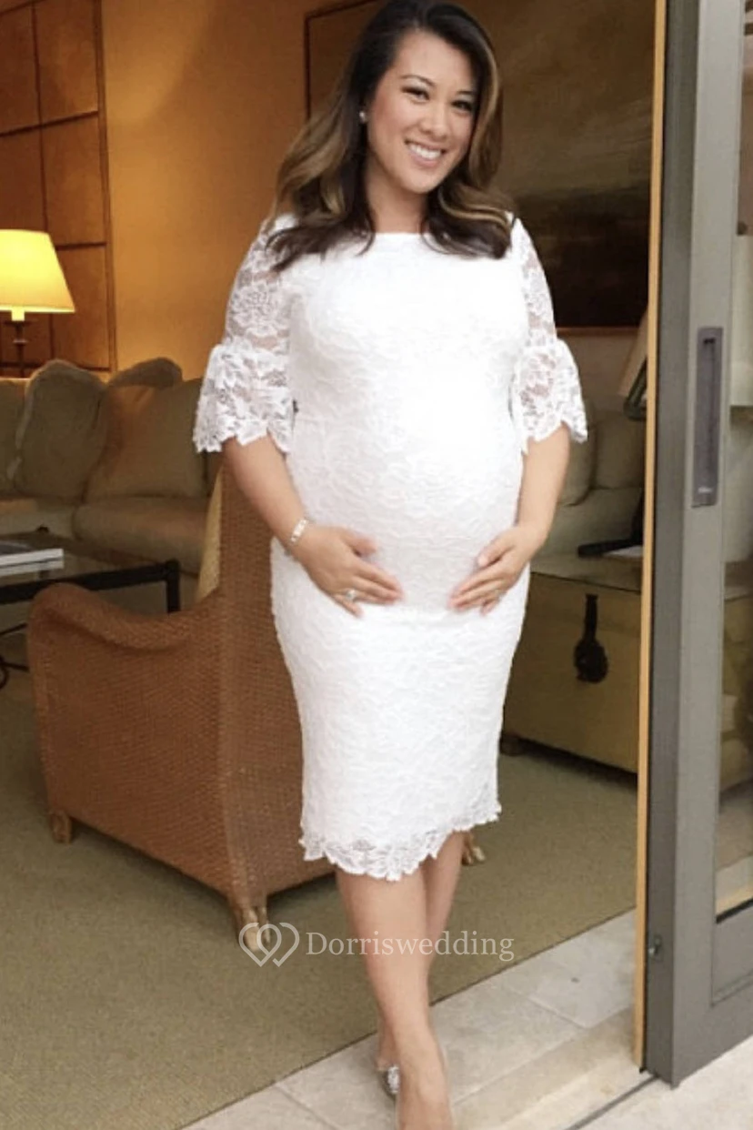 Sheath Illusion Half Sleeve Empire Dress