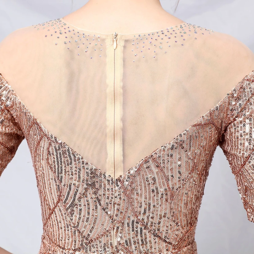 Elegantes, langärmeliges Paillettenkleid im Meerjungfrauenstil mit Meerjungfrauenschnitt – ein echter Hingucker! view 27