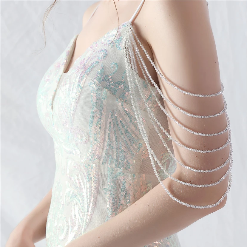 Handgefertigte Perlen, festes Netz, Positionierungsblumenperlen, Spleißnetz, heißes Tanz-Feier-Performance-Kleid view 19