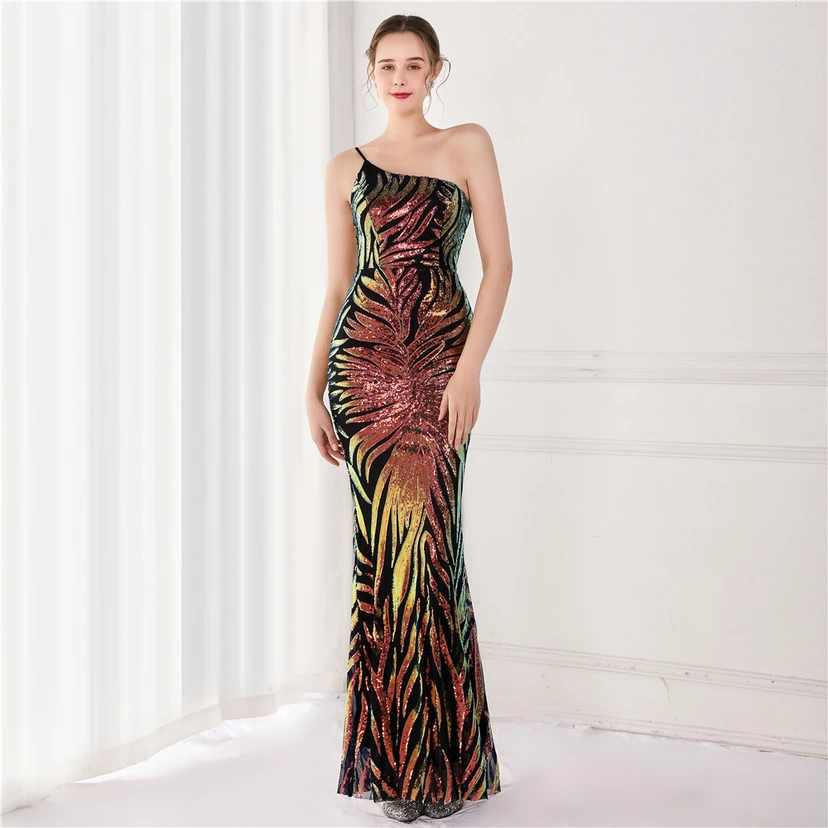 New Sequin Sequin Fairy Celebrity Party Party Evening Dress Sexy Long Toast Dress Bride view 2