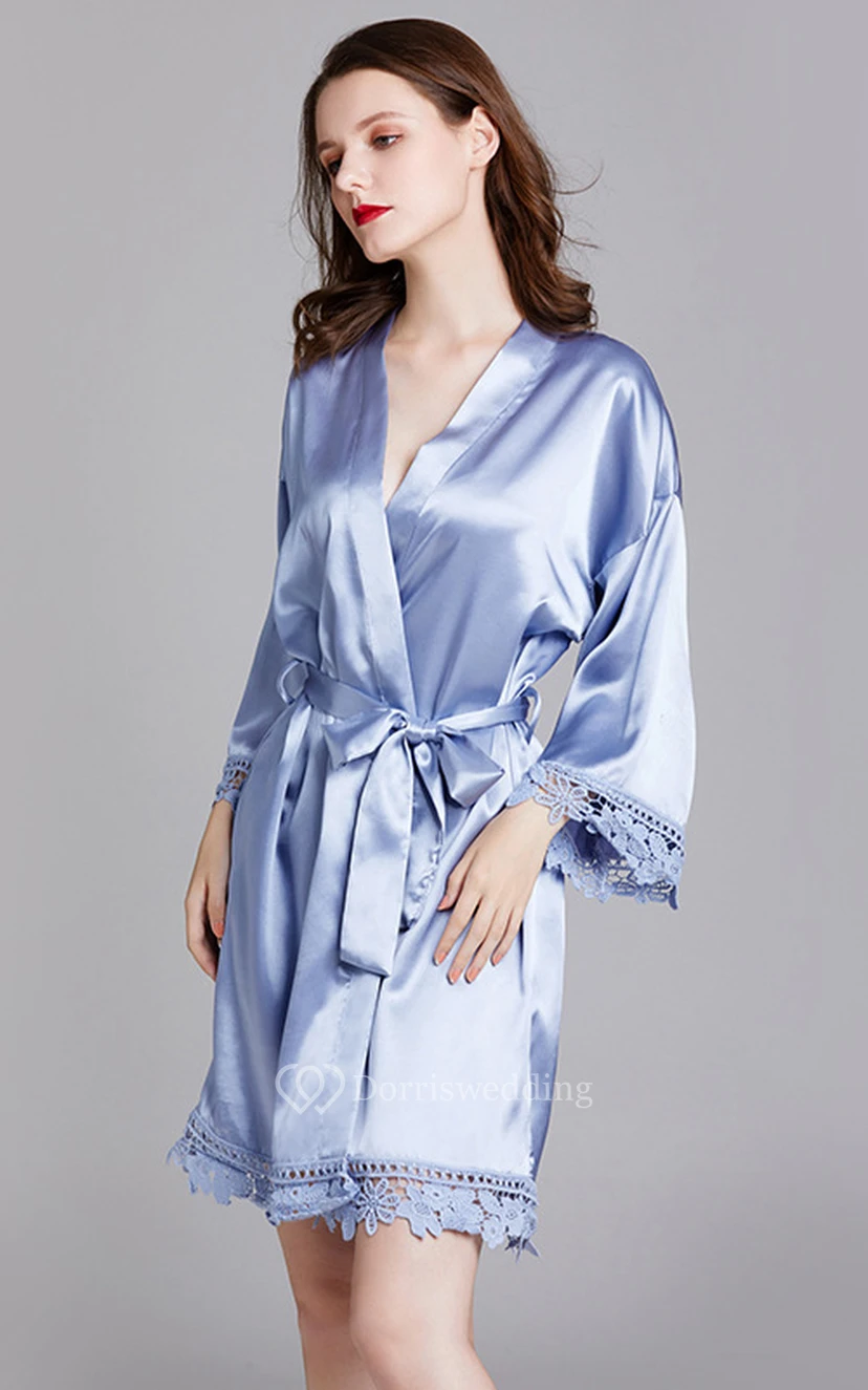 Laced Plain Bride Bridesmaid Robe view 6