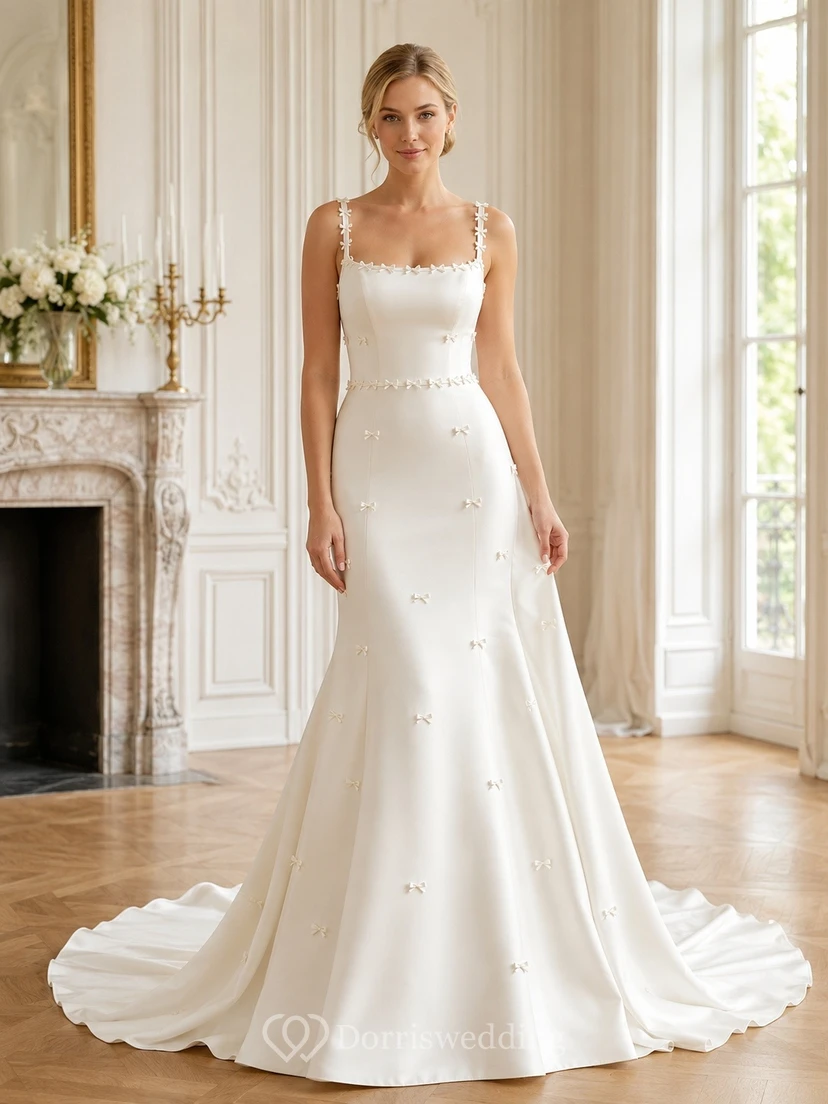 Simple A-line tiny Elegant Bridal Formal Wedding Dress