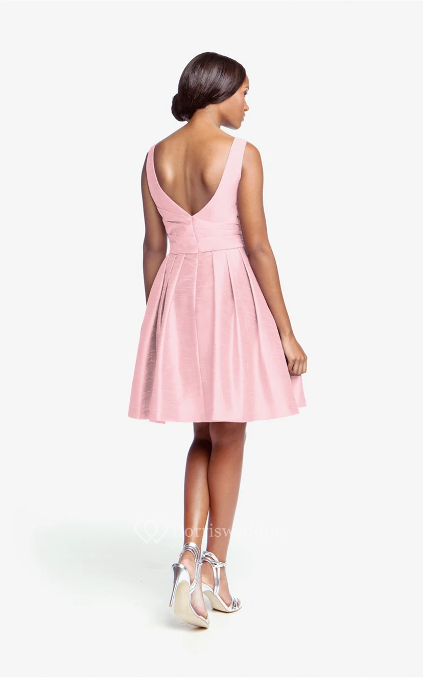 Taffeta Lovely Sleeveless A-Line Dress With V Back view 4