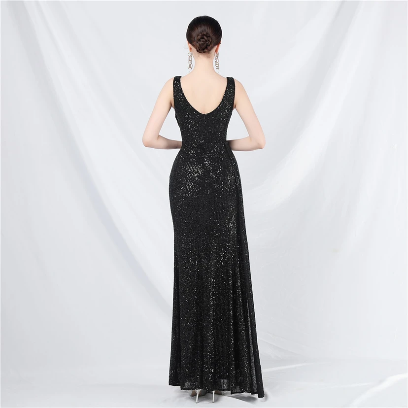 Cross-Border Dress Sequined Ribbon Long Evening Dress view 6