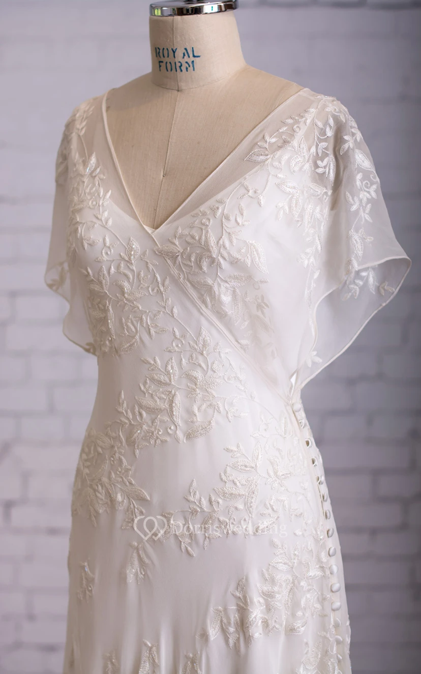 Robe de mariée blanche en dentelle vintage années 1920 | Robe de mariée simple de style édouardien view 3