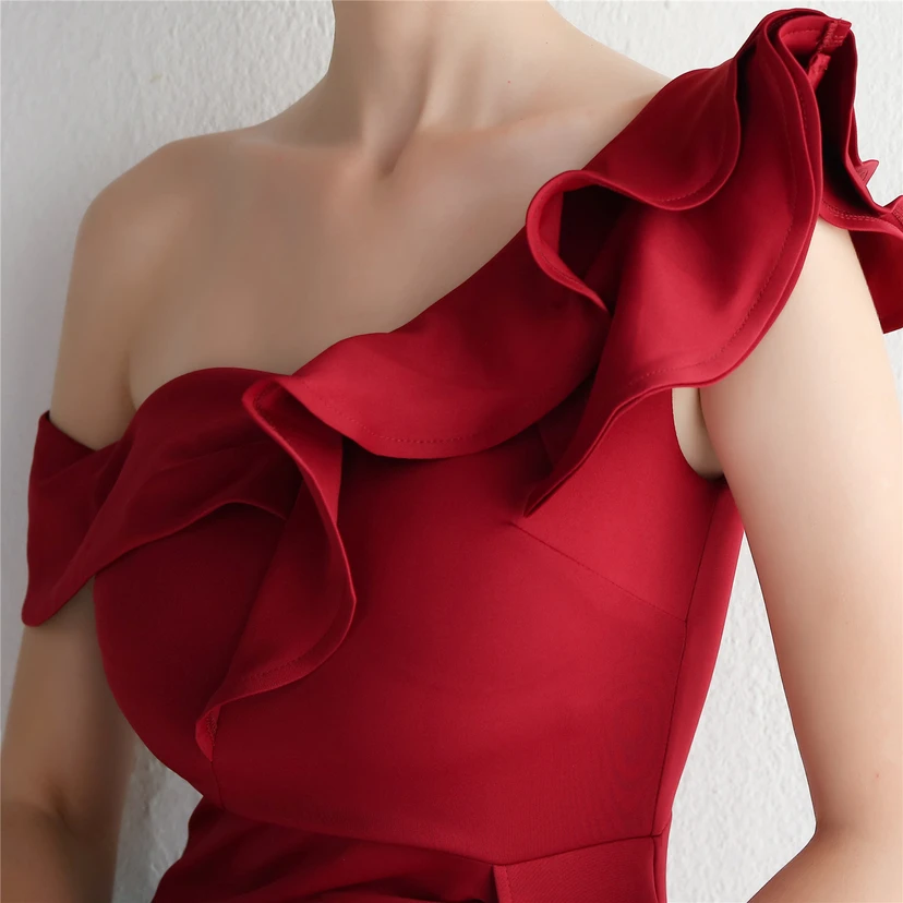 6 Farben One Shoulder Bankett Abendkleid Mode Party Langes Elegantes Schlankes Sexy Meerjungfrauenkleid view 19