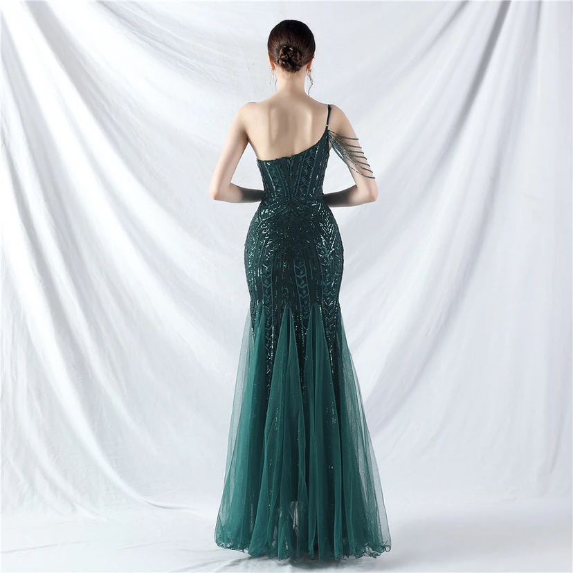Robe de soirée haut de gamme ornée de perles de positionnement, de fleurs et de broderies en tulle. view 47