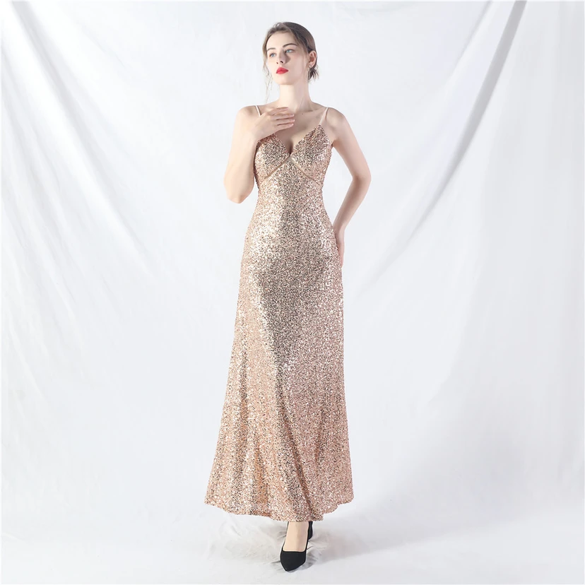 Robe longue trapèze évasée à paillettes, modèle phare du quotidien view 38