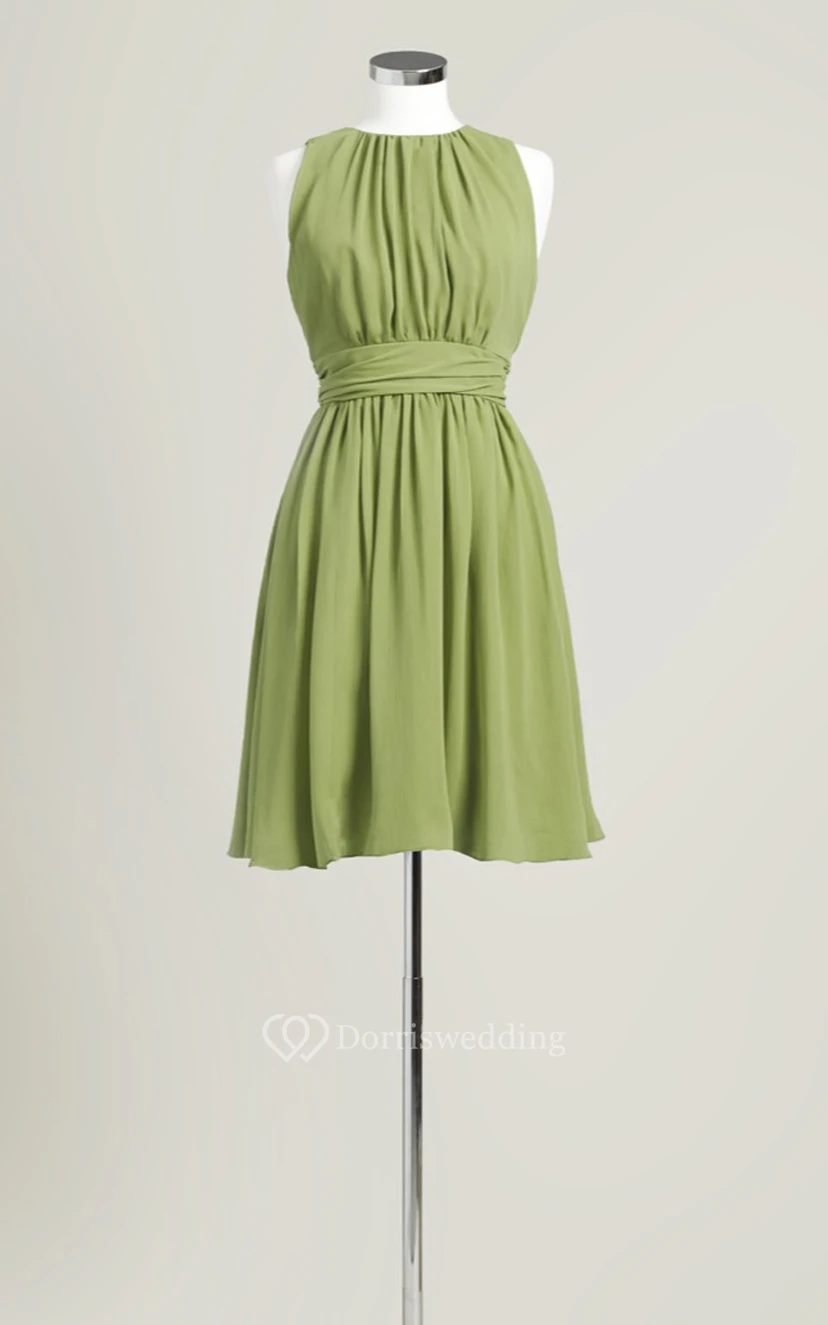 Sleeveless A-Line Short Dress With Jewel Neck view 15