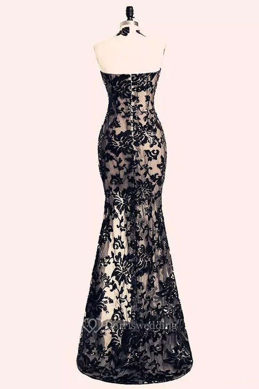 Floor-length Sleeveless Open Back Bateau Lace Sexy Modern Bodycon Zipper Lace Evening Dress  view 2