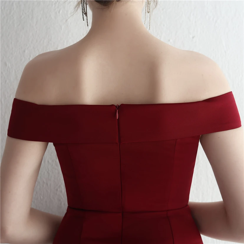 Vestido largo de satén ajustado de un solo hombro para cenas de celebridades, con falda de cola de pez ajustada, vestido de exhibición para modelos de autos de boda view 15