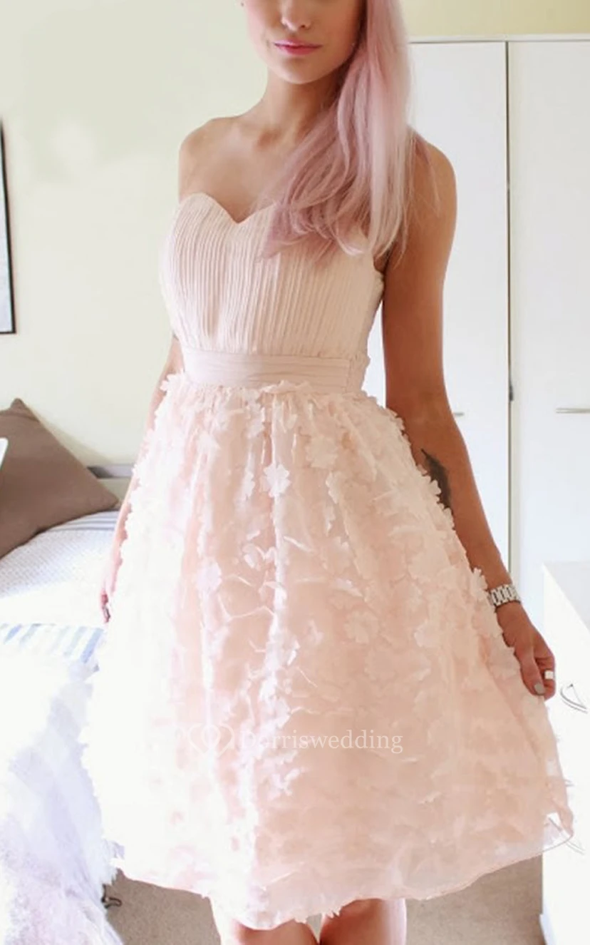 Sweetheart Cute A-Line Dress With Petals view 5