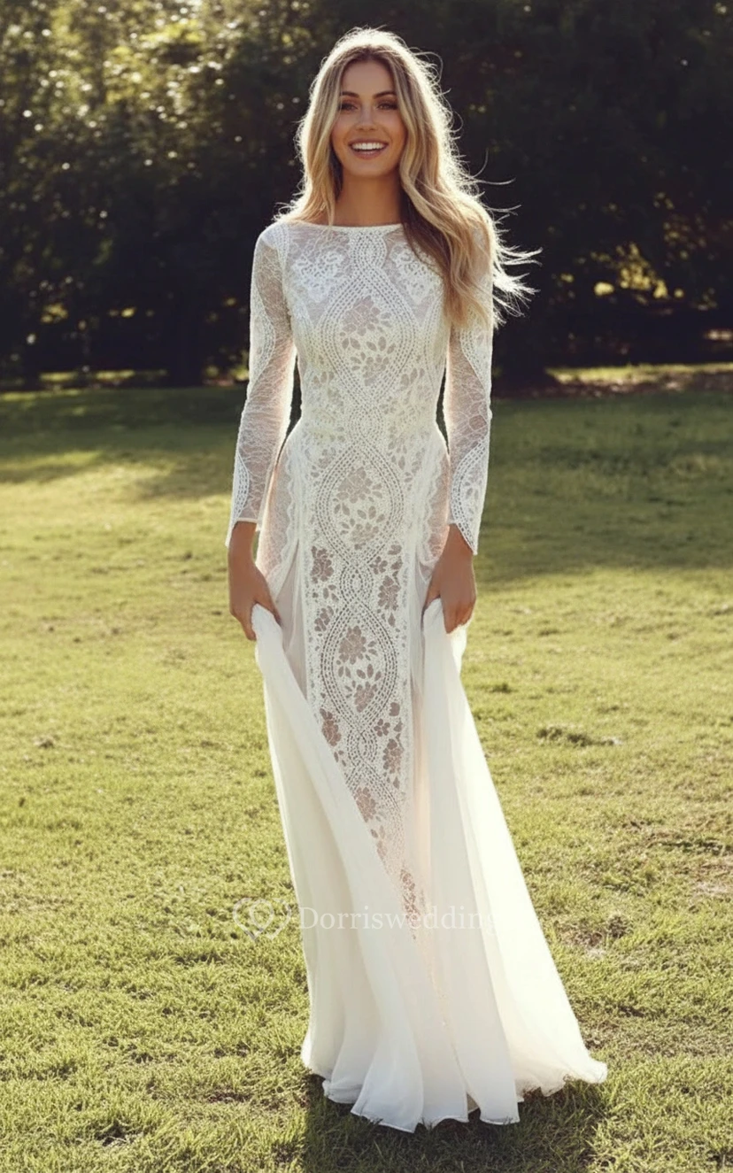 Vestido de encaje estilo boho para ceremonia civil view 2