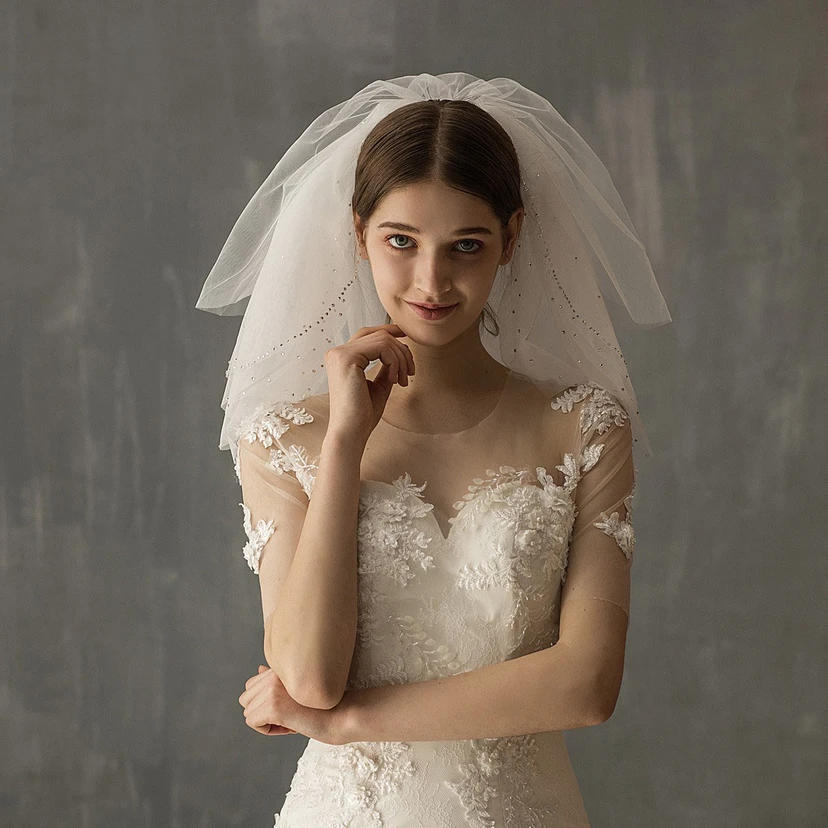 Vintage Multi-layer Shoulder Veil with Sequins