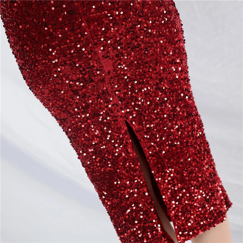 Samtbesetztes, handgefertigtes, schillerndes Paillettenkleid in Imitationsoptik – ein kurzes Alltagskleid view 9