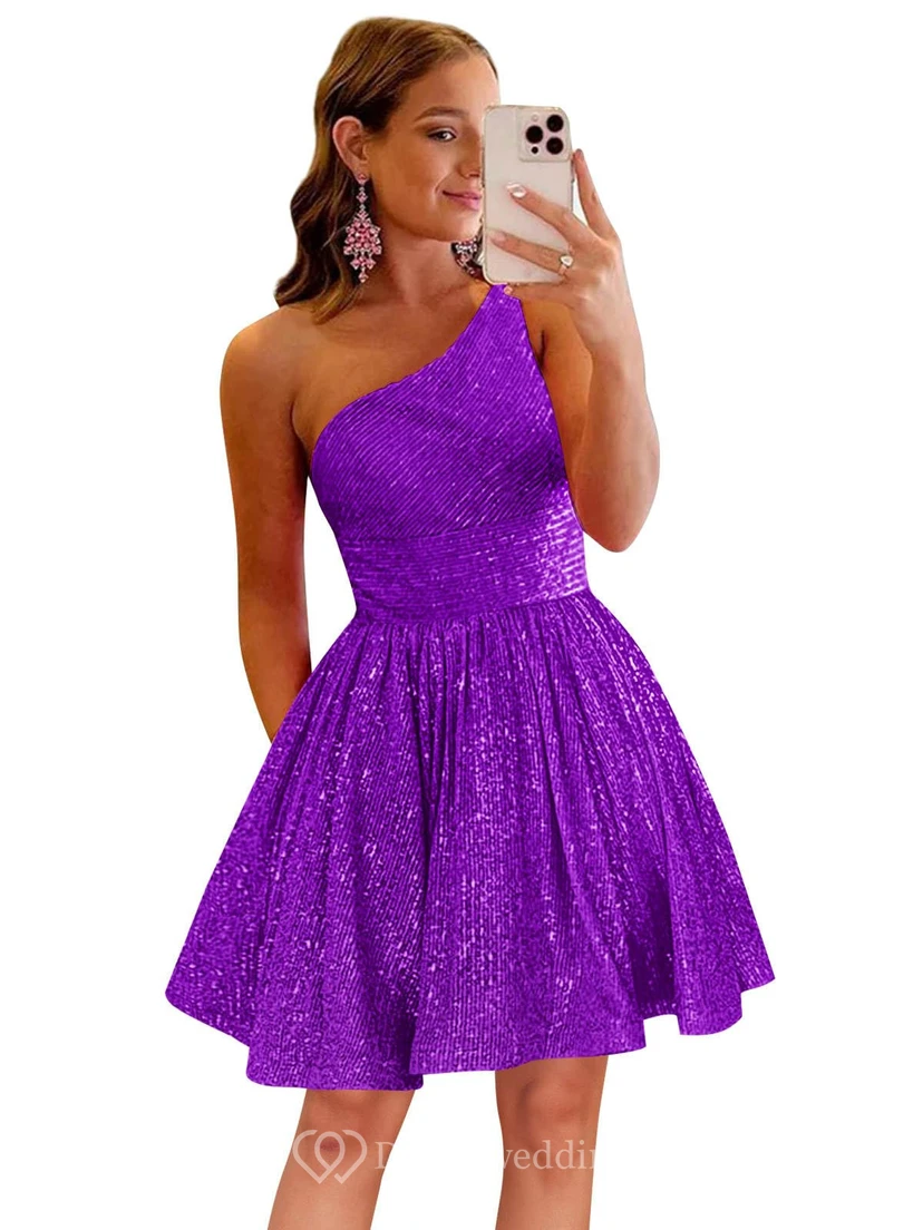 Burgunderfarbenes, einseitig schulterfreies Pailletten-Cocktailkleid view 10